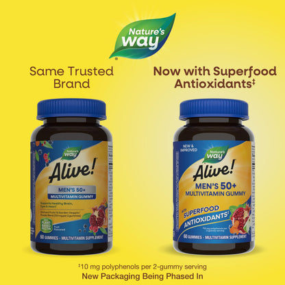 Nature's Way Alive! Men’s 50+ Daily Gummy Multivitamins, Supports Healthy Brain, Eyes, Heart*, B-Vitamins Nature's WayBuy Supplements Australia