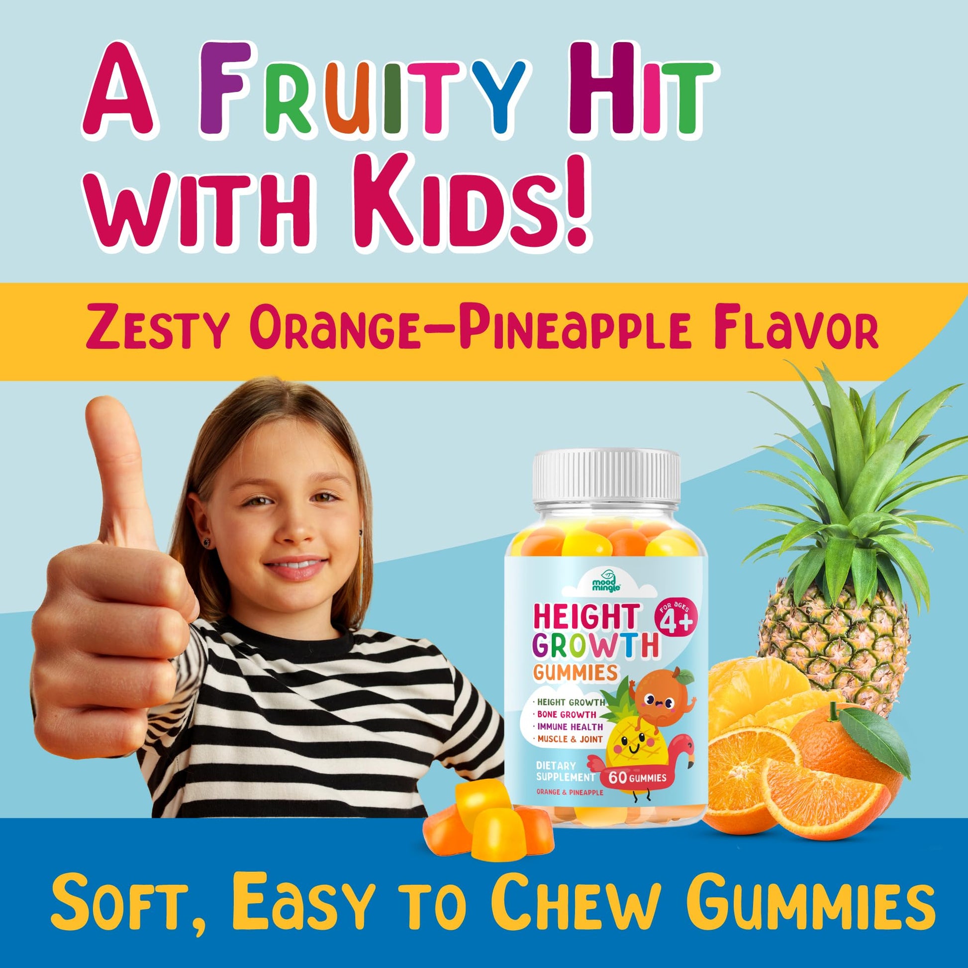 Height Growth Gummies Supplement - Kids Teens Height Increaser Maximizer Grow Taller Vitamins Mood MingleBuy Supplements Australia