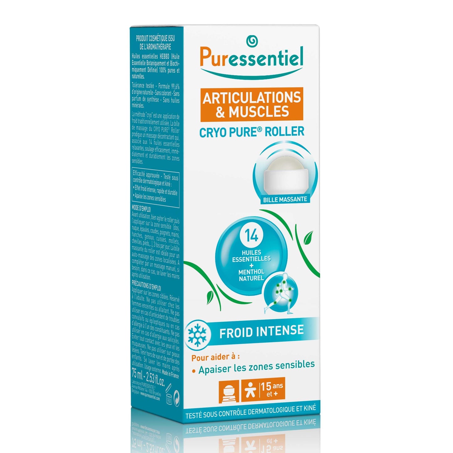 Puressentiel Muscles and Joints Cryo Pure Roller - Natural Menthol and Essential Oils Soothe Muscles - Long Lasting Cooling Sensation - 2.5 oz PuressentielBuy Supplements Australia