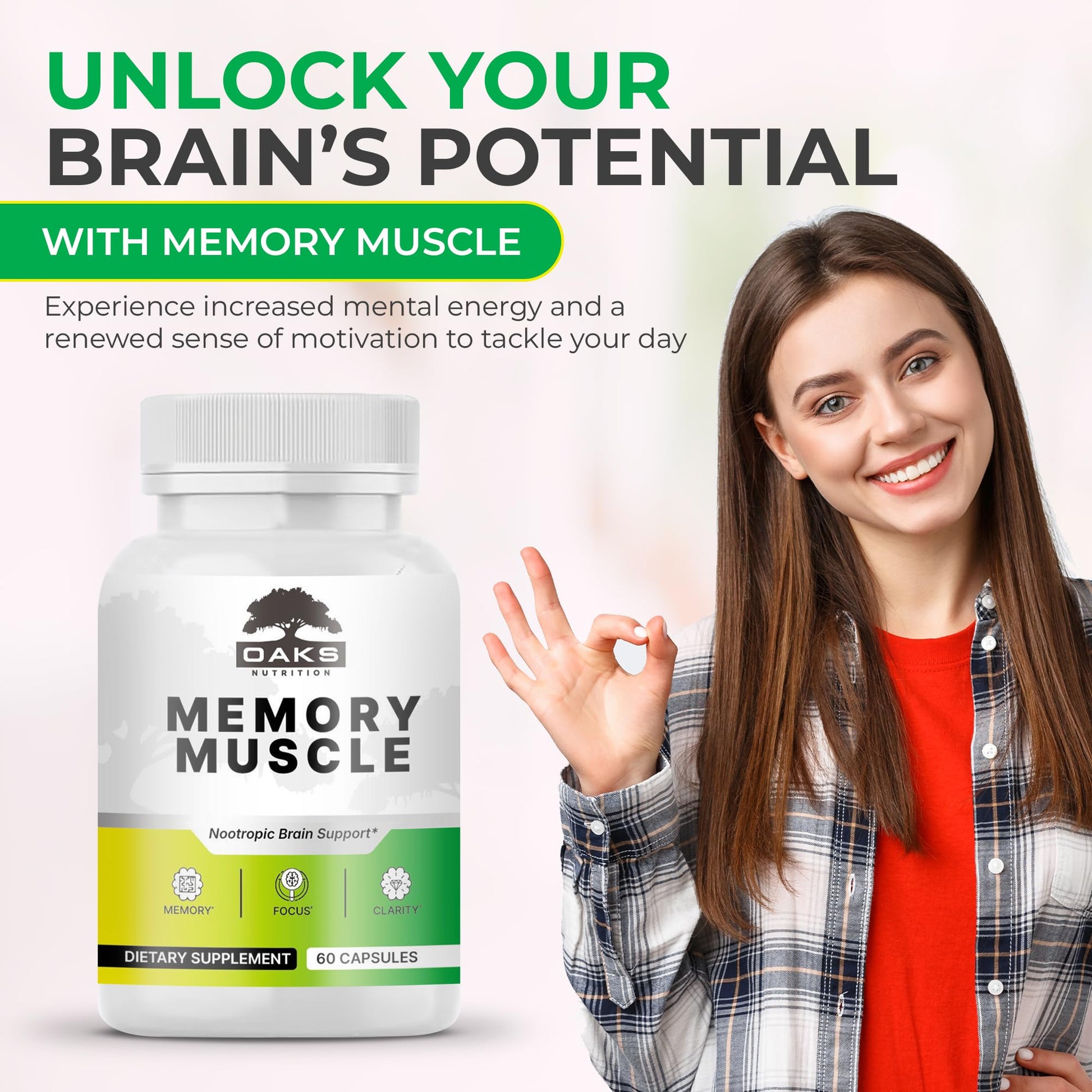 Memory Muscle – Advanced Nootropic Brain Supplement with Vitamin B12, Bacopa Monnieri & DMAE for Focus, Memory, Mental Clarity & Clean Energy – Premium Cognitive Support Formula Oaks NutritionBuy Supplements Australia