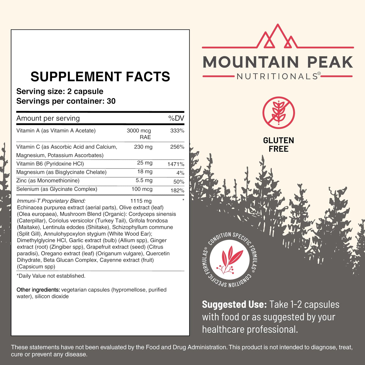 Mountain Peak Nutritionals Immuni-T Advanced Immune Support Supplement - 4-in-1 Formula with Vitamin C, A, Zinc, & Mushroom Blend - Daily Wellness & Seasonal Defense (60 Vegetarian Capsules) Mountain Peak NutritionalsBuy Supplements Australia