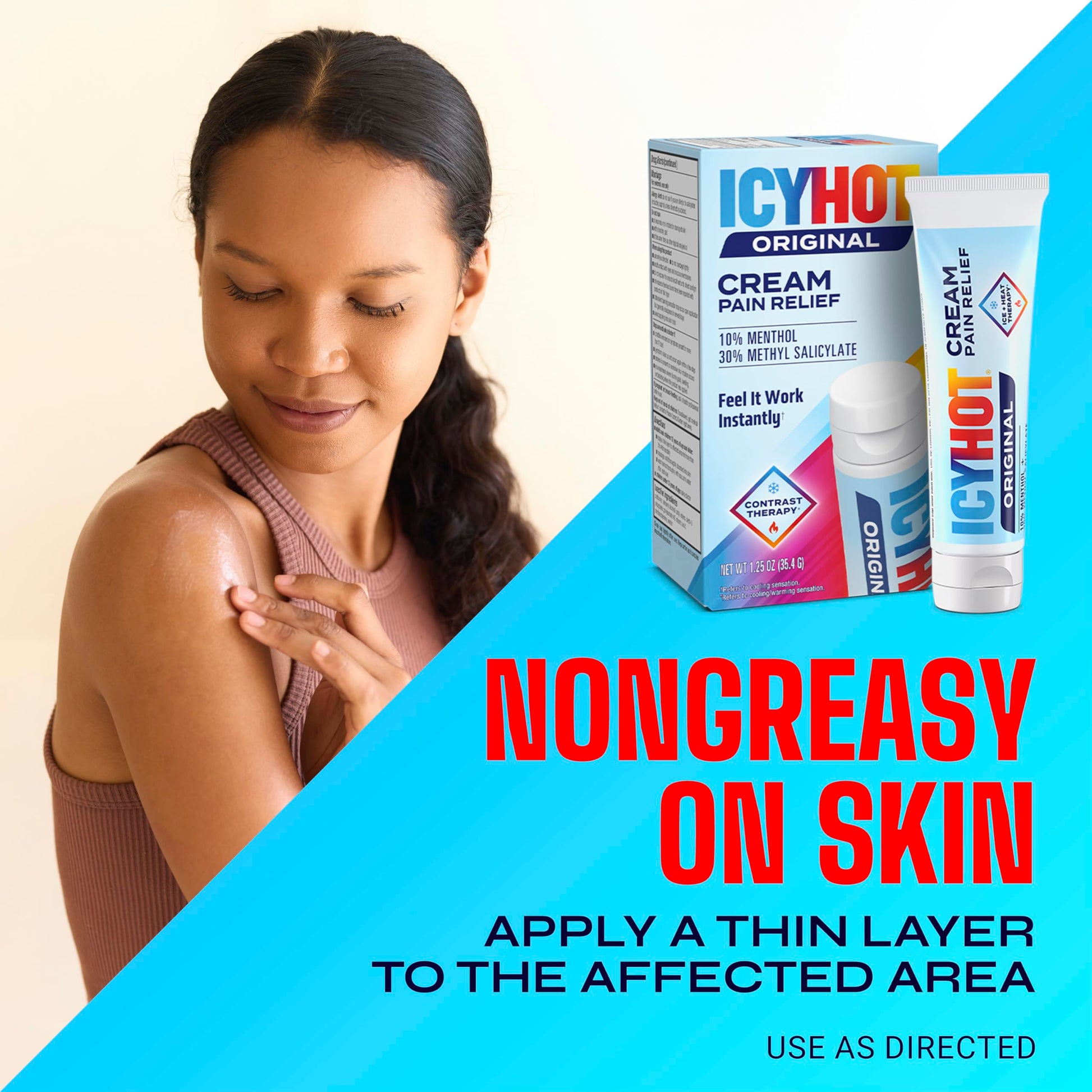 Icy Hot Original Pain Relief Cream, Fast-Acting Pain Relief with Menthol 10% and Methyl Salicylate 30%, Ice and Heat Contrast Therapy for Backaches, Joints, Muscle Strains and Arthritis, 1.25 oz Icy HotBuy Supplements Australia