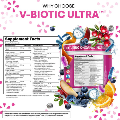 Clean Nutra Vaginal Probiotics for Women + Prebiotics Digestive Enzymes Bromelain Cranberry D Mannose Horsetail Black Cohosh Artichoke Hibiscus Flowers Probiotic for Digestive Health 90 Vegan Capsules Clean NutraceuticalsBuy Supplements Australia