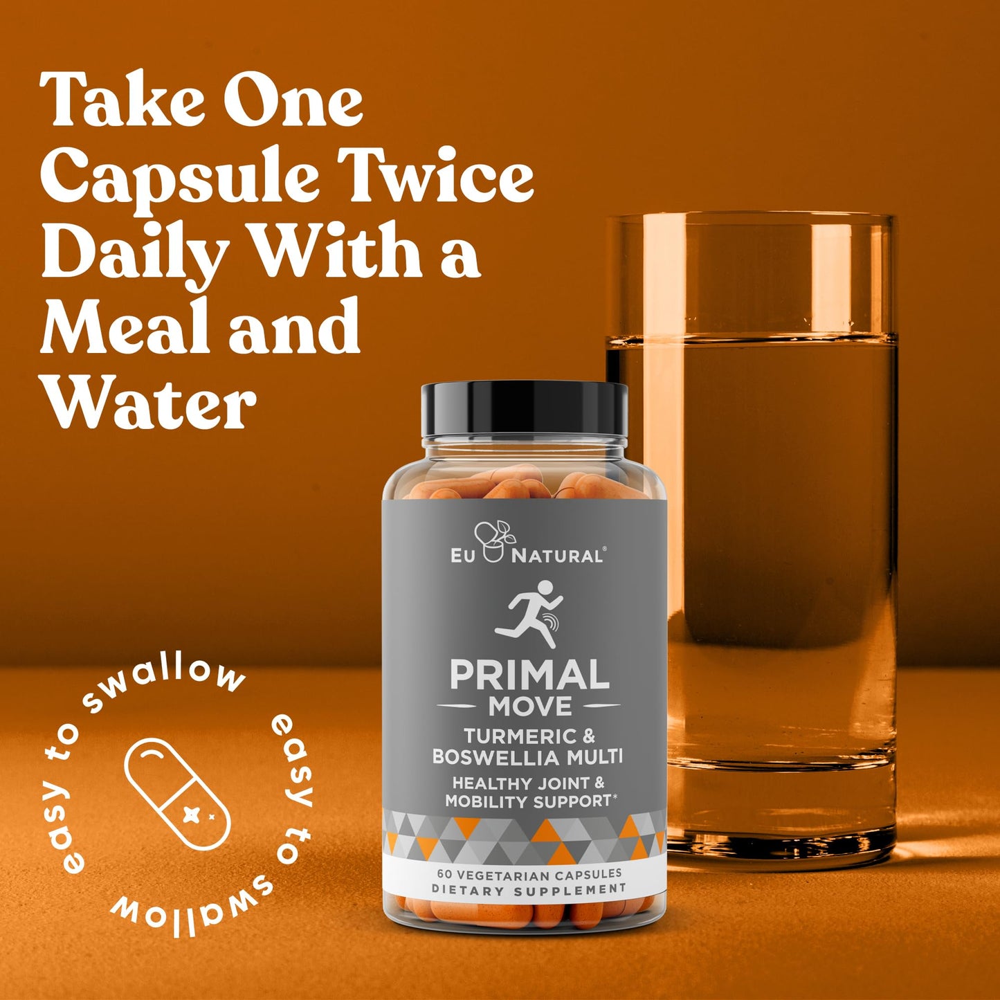 Primal Joint & Mobility Support - Advanced Joint Support Supplement for Women and Men - Turmeric, Boswellia, Ginger and Boron for Whole-Body Flexibility, Joint Health & Comfort - 60 Veg Soft Capsules Eu NaturalBuy Supplements Australia