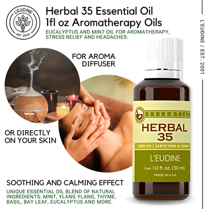 L'eudine Herbal 35 Essential Oil, Soothing and Calming Eucalyptus Essential Oil, Powerful Blend L'eudineBuy Supplements Australia