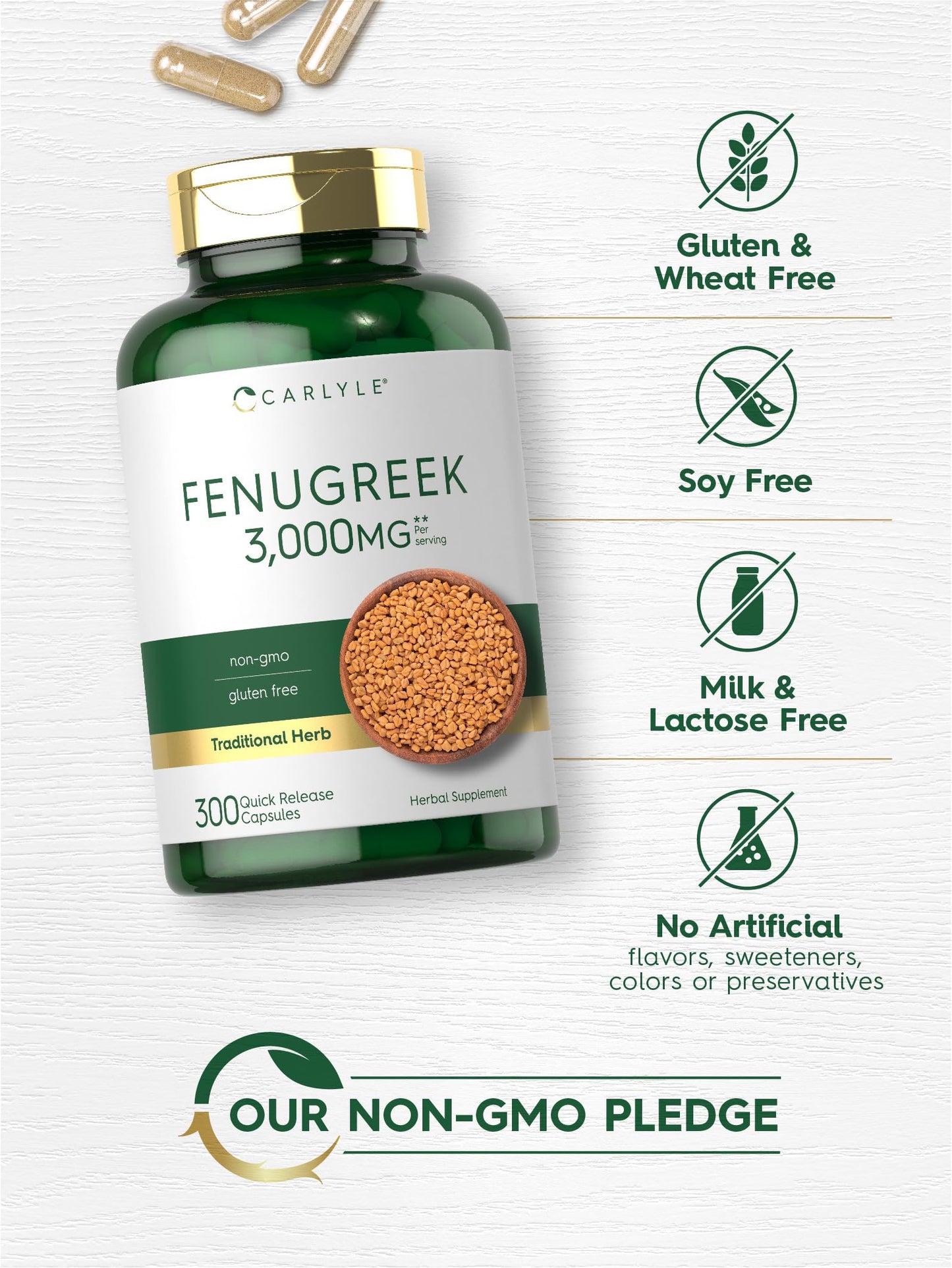 Carlyle Fenugreek Capsules 3000 mg | 300 Count | Non-GMO & Gluten Free Extract CarlyleBuy Supplements Australia
