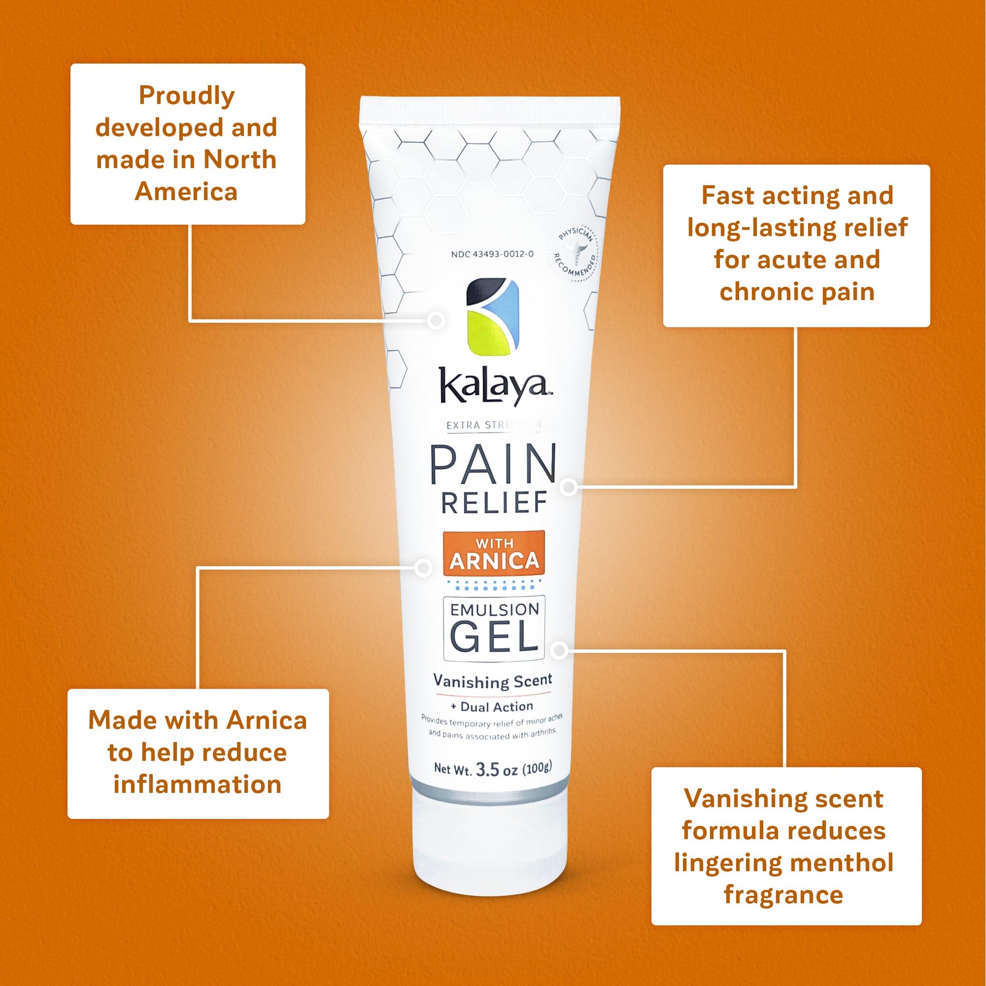 Kalaya Extra Strength Pain Relief Gel with Arnica -Fast Acting, Long Lasting, Vanishing Scent, medically formulated for Arthritis, Joints, Muscle, Back, Neck, Shoulder, Hand and Knee Pain Kalaya NaturalsBuy Supplements Australia