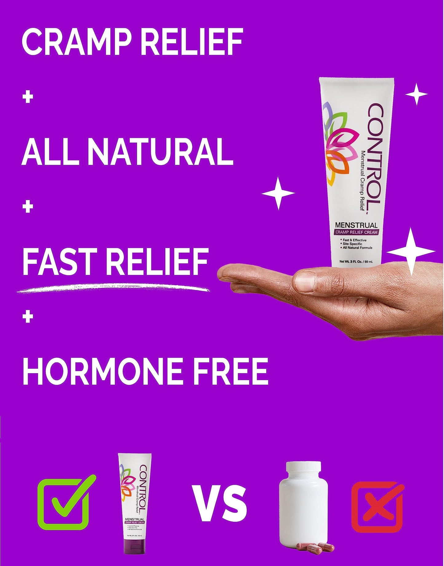 CONTROL, Menstrual Cramp Relief Cream, Topical Pain Relief for Period Cramps and PMS, Period Relief CONTROLBuy Supplements Australia