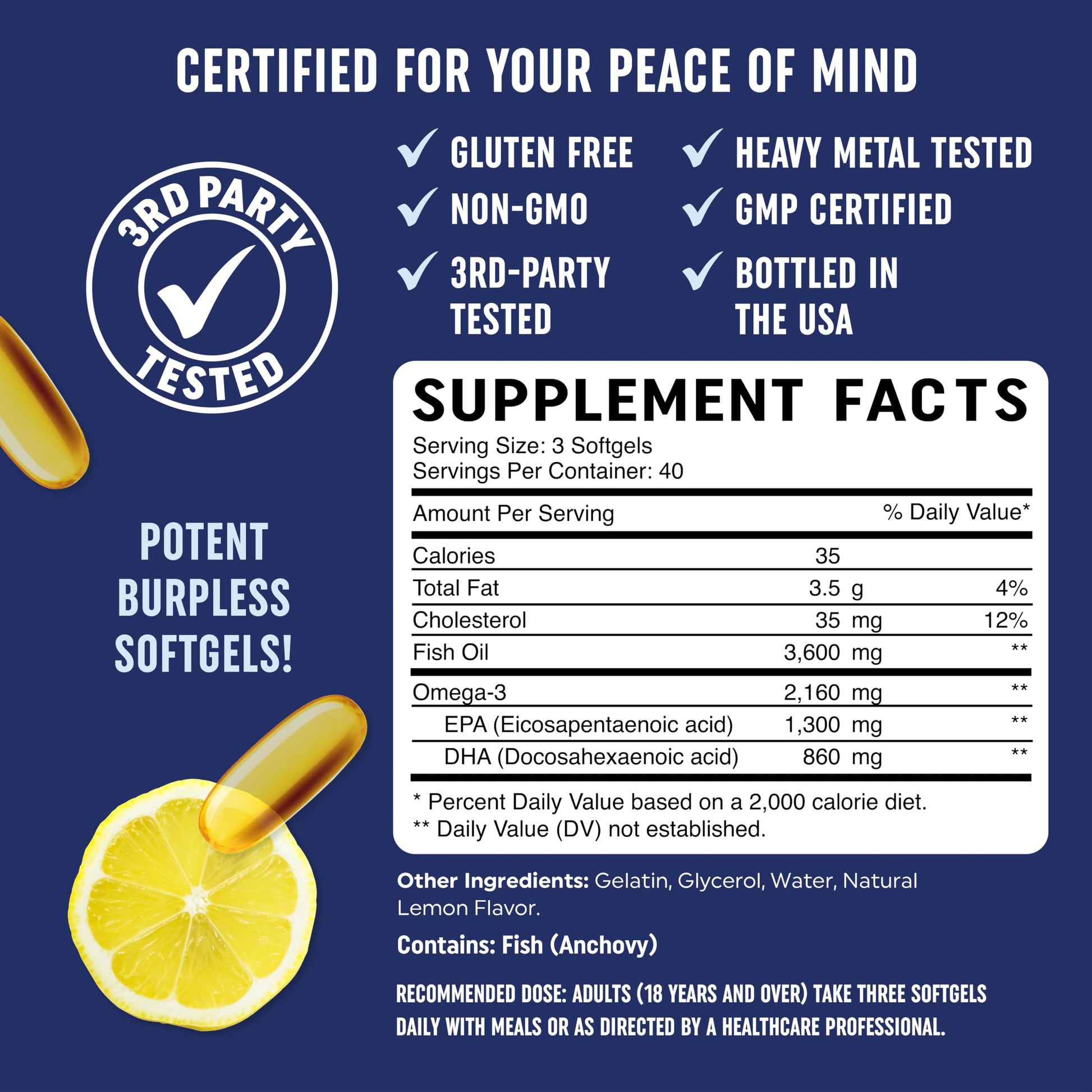 Triple Strength Omega 3 Fish Oil | 3600 mg EPA & DHA | Over 2100mg of Omega 3 Fatty MAV NUTRITIONBuy Supplements Australia