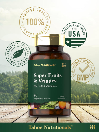 Tahoe Nutritionals Super Fruits and Veggies Capsules | 90 Count | Vegetarian, Non-GMO and Gluten Free Supplement Tahoe NutritionalsBuy Supplements Australia