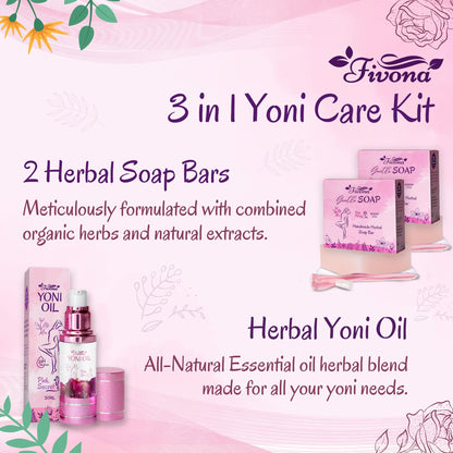 FIVONA 3 in 1 Set of Yoni Oil with 2 Yoni Soap Bars - Feminine pH Balanced Natural Vaginal Oil 30 ml FIVONABuy Supplements Australia