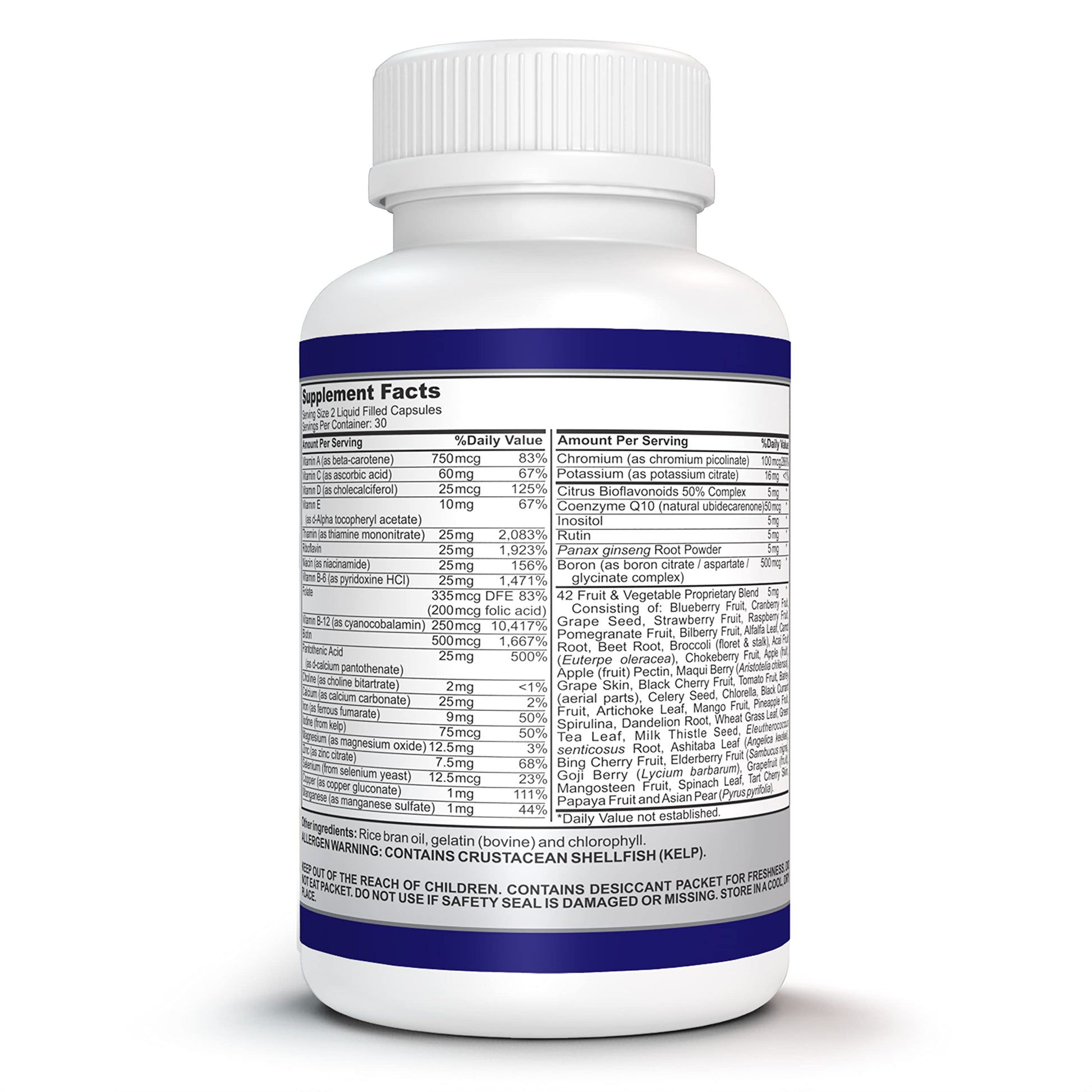 O!VITA Liquid Multivitamin Complete, with a Full Spectrum of Vitamins and Minerals, Plus 42 Fruits and Vegetable Proprietary Blend, Easy Absorption (60 Vegan Liquid Filled Capsules) O!VITABuy Supplements Australia