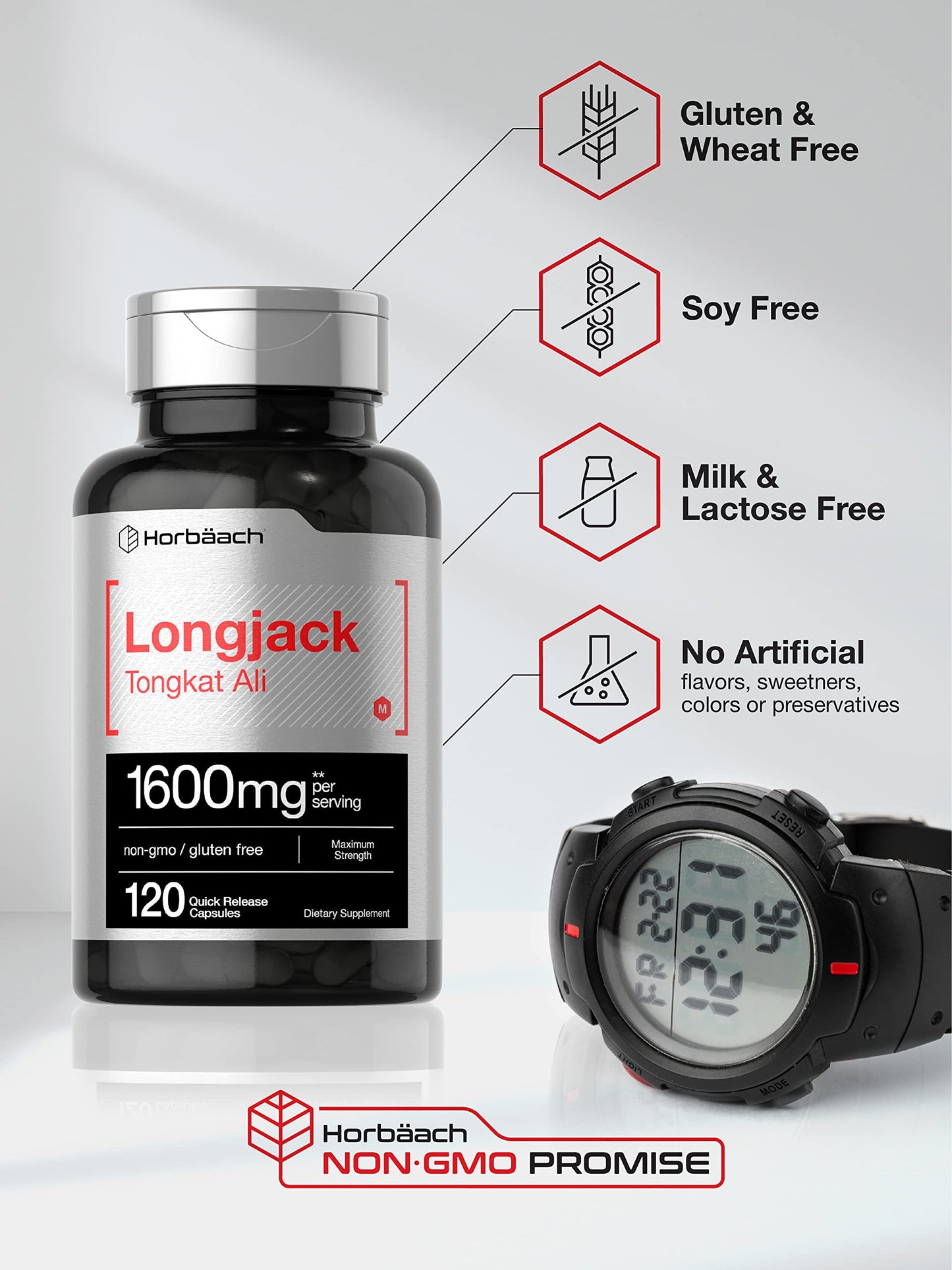 Longjack Tongkat Ali 1600 mg | 120 Capsules | Longifolia Root Extract Powder | Maximum HorbäachBuy Supplements Australia