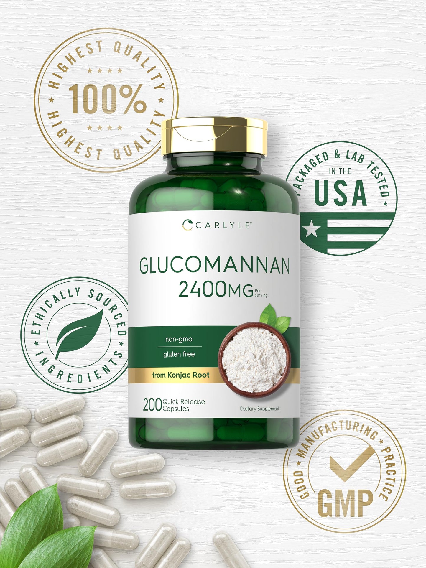 Carlyle Glucomannan Capsules | 200 Count | Soluble Fiber Pills | Non-GMO CarlyleBuy Supplements Australia