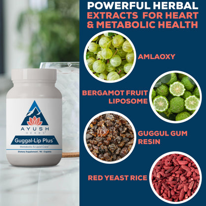 Ayush Herbs Guggal-Lip Plus - Metabolic Vitamins for Women & Men, Daily Pill, Pure & Natural Metabolic Health Supplement with Guggul - 90 Vegetarian Caplets (1 Count) Ayush HerbsBuy Supplements Australia