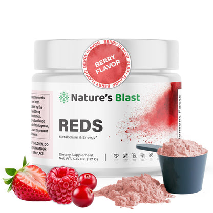 NATURES BLAST Reds - Metabolism and Energy Superfood Powder with 23 Red Fruits, 4 Adaptogens, Probiotics & Enzymes - Vegan Antioxidant Blend, 1 Bottle NATURES BLASTBuy Supplements Australia
