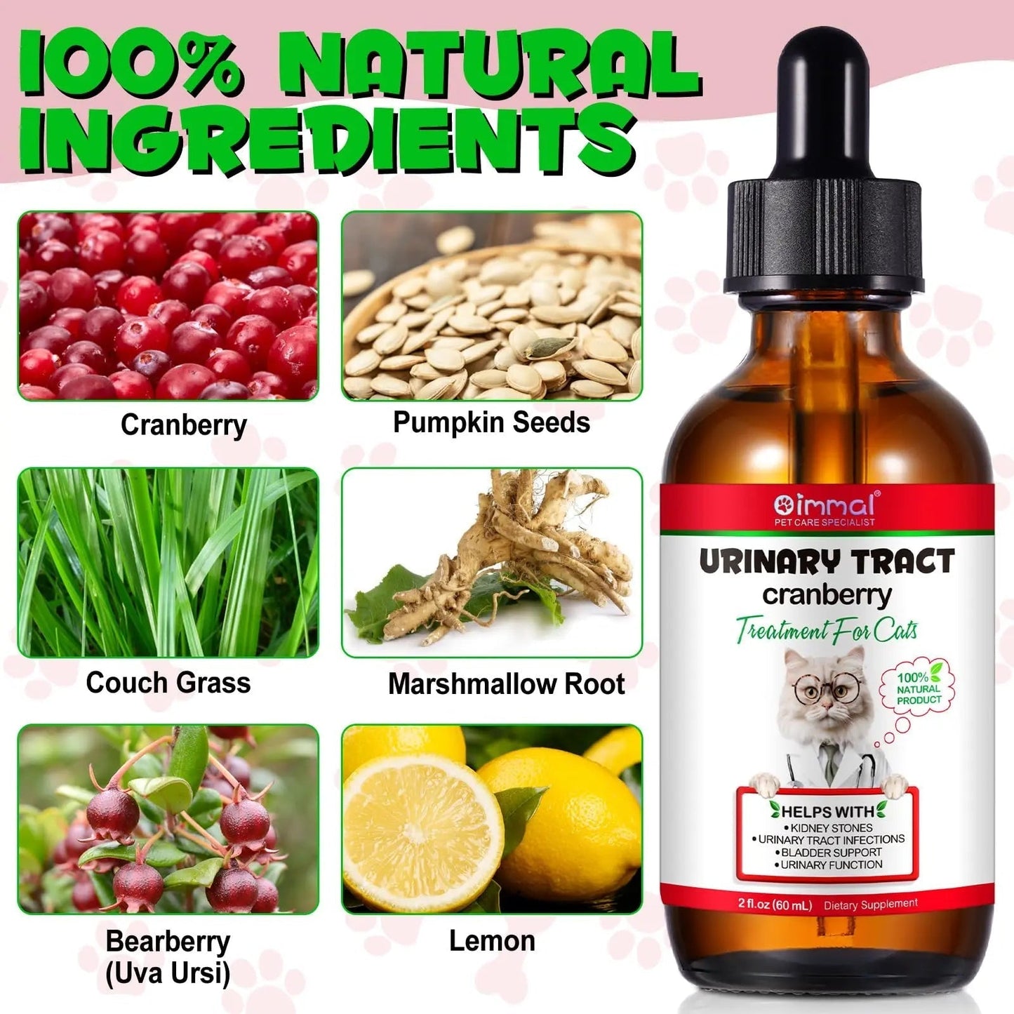 Cat Urinary Tract Infection Treatment, Cat UTI Treatment Drops Supports Bladder, Kidney Stone, Cranberry Kidney Bladder Support Supplement, Chicken Flavor, 60ml BTQAFVZTBuy Supplements Australia