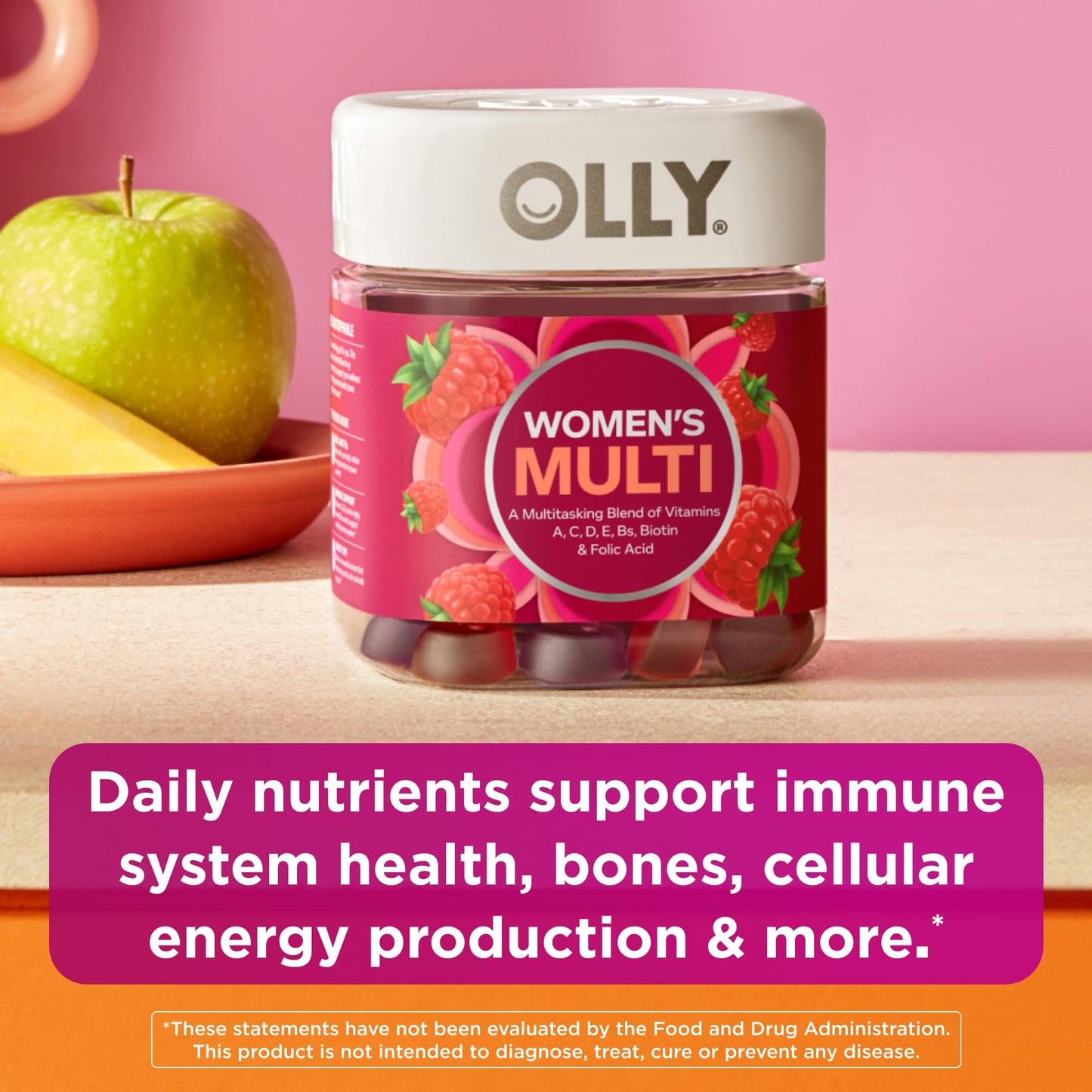 OLLY Women's Multivitamin Gummy, Vitamins A, D, C, E, Biotin, Folic Acid, Adult Chewable Vitamin, Berry Flavor OLLYBuy Supplements Australia