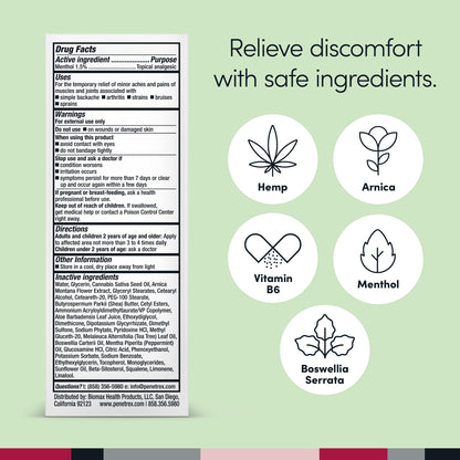 Penetrex Soothing Joint & Muscle Pain Relief Cream with Hemp - Deep Penetrating Menthol, Arnica and Hemp for Soothing, Hydrating Relief - Non-Greasy, Easy to Apply, Pleasant Scent- 2oz Squeezable Tube PenetrexBuy Supplements Australia