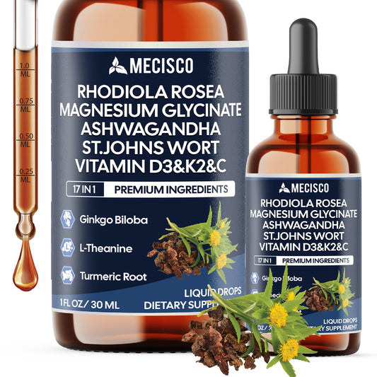 17in1 Rhodiola Rosea Liquid Drops with blend Ashwagandha Magnesium, L-Theanine. Ultra Strength Rhodiola Cortisol Supplement, Rhodiola Root for Support Relaxation, Mood, Energy - 1 FL Oz - 60 Day MeciscoBuy Supplements Australia