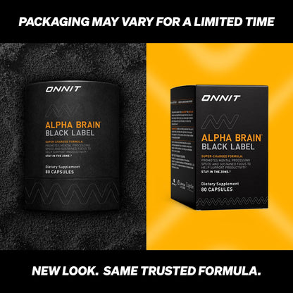 ONNIT Alpha Brain Black Label Capsules, IGEN Non-GMO Tested Citicoline Brain Supplement for Concentration and Memory, Lion’s Mane, Lutemax Lutein, L Theanine and Mucuna Pruriens, 80 Count ONNITBuy Supplements Australia