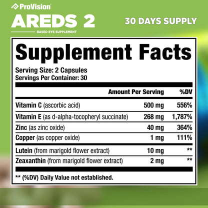 Provision AREDS 2 Eye Vitamins - Enhance Vision Supplements - Lutein Zeaxanthin Vision Complex - 60 Eye Supplement Capsules ProVisionBuy Supplements Australia