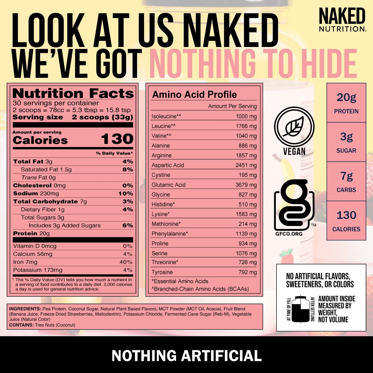 NAKED nutrition Naked Shake - Vegan Protein Powder, Strawberry Banana - Flavored Plant NAKEDBuy Supplements Australia
