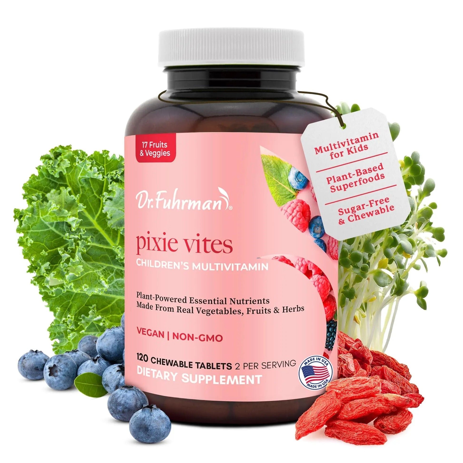 Dr. Fuhrman Pixie Vites Chewable Children's multivitamin | Whole Food Kids Multi with Vitamin D3, K2 & Zinc | Dr. FuhrmanBuy Supplements Australia