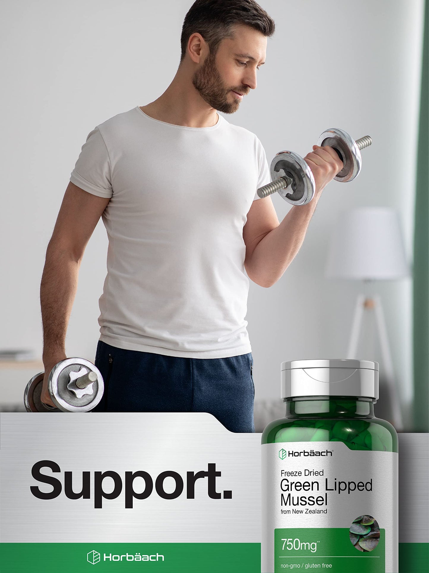 Green Lipped Mussel | 750 mg | 120 Capsules | from New Zealand | Premium Freeze Dried HorbäachBuy Supplements Australia