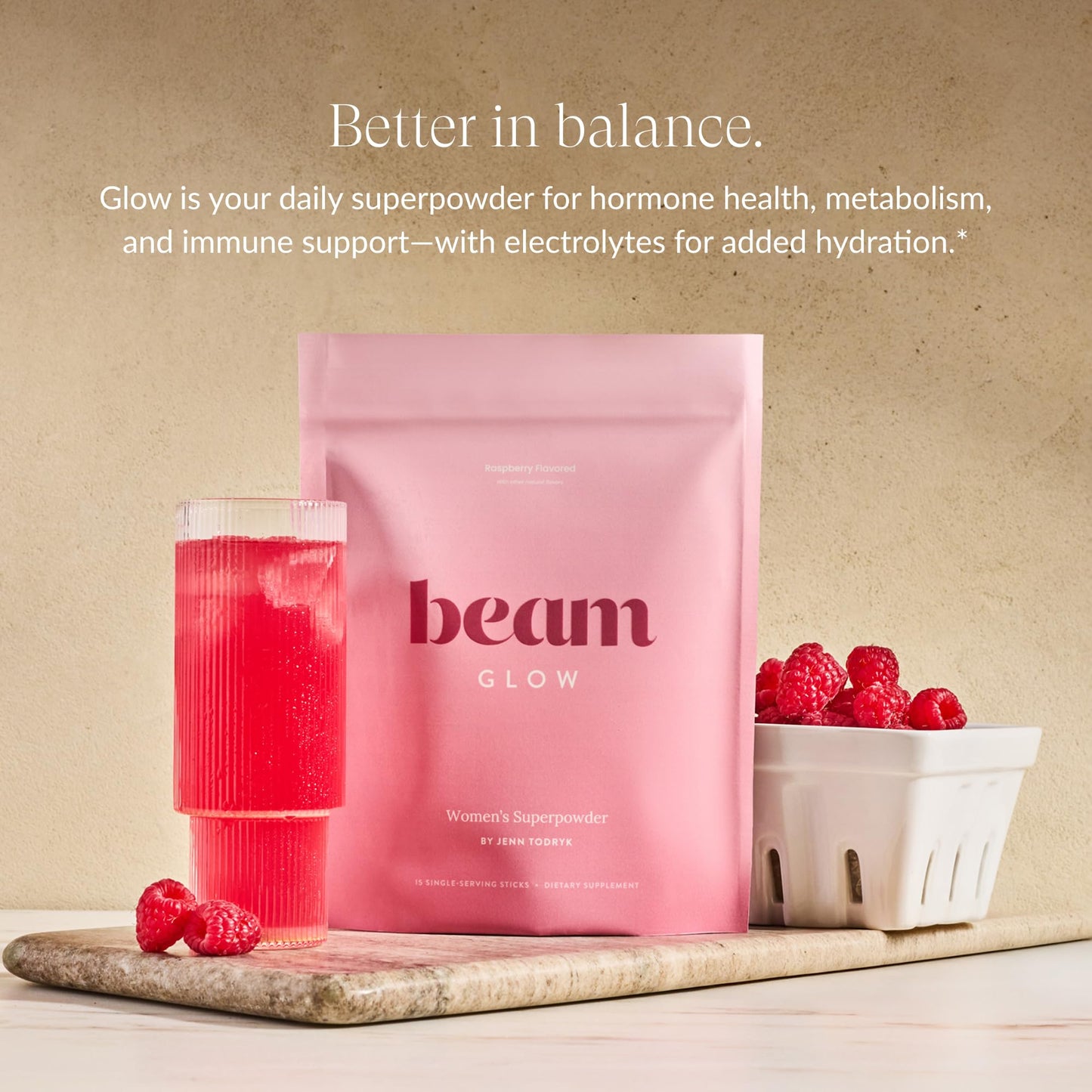 Beam Glow, Hormone Balance for Women, Strawberry Kiwi and Raspberry Bundle, Thyroid Support for Women, Natural Hormone Support Powder with Selenium and Bromelain, PMS Relief, Energy, Hair, Skin Health BeamBuy Supplements Australia