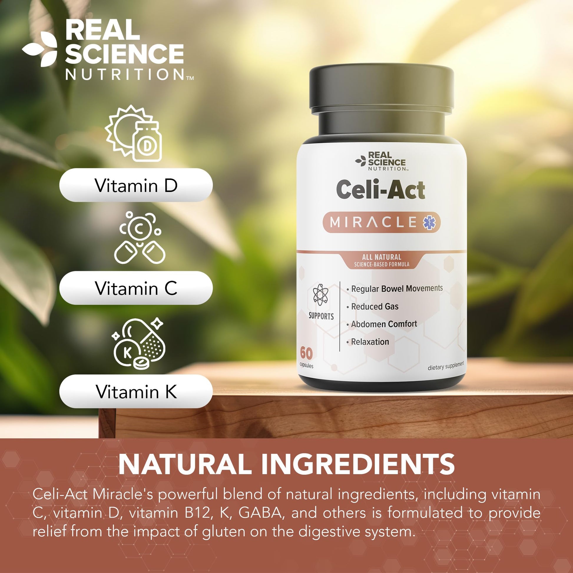 Real Science Nutrition Celi-Act Miracle is a Natural Supplement to Support Celiac Discomfort and Digestive Health Real Science NutritionBuy Supplements Australia