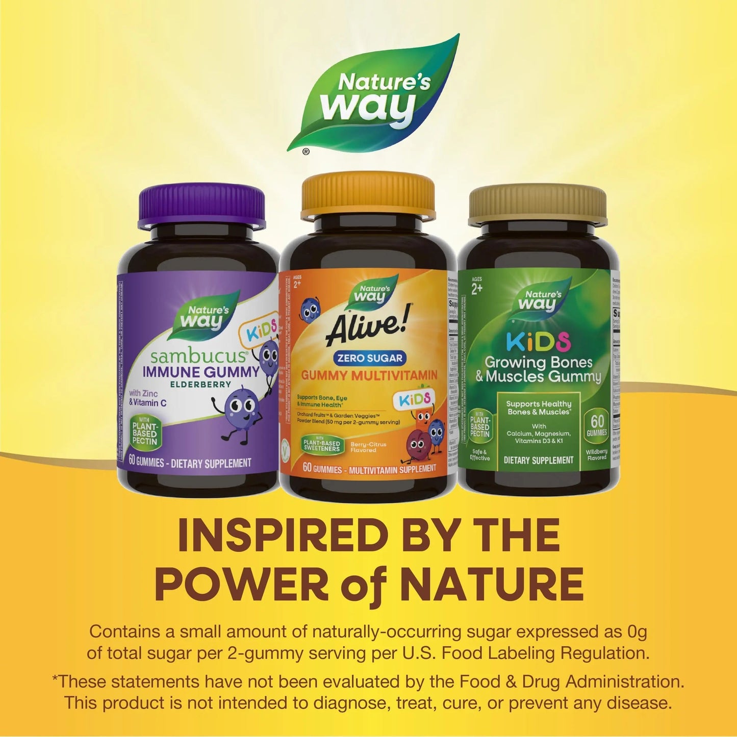 Nature’s Way Alive! Kids Zero Sugar Gummy Multivitamins, for Kids Ages 2+, Supports Bone, Eye & Immune Health Nature's WayBuy Supplements Australia