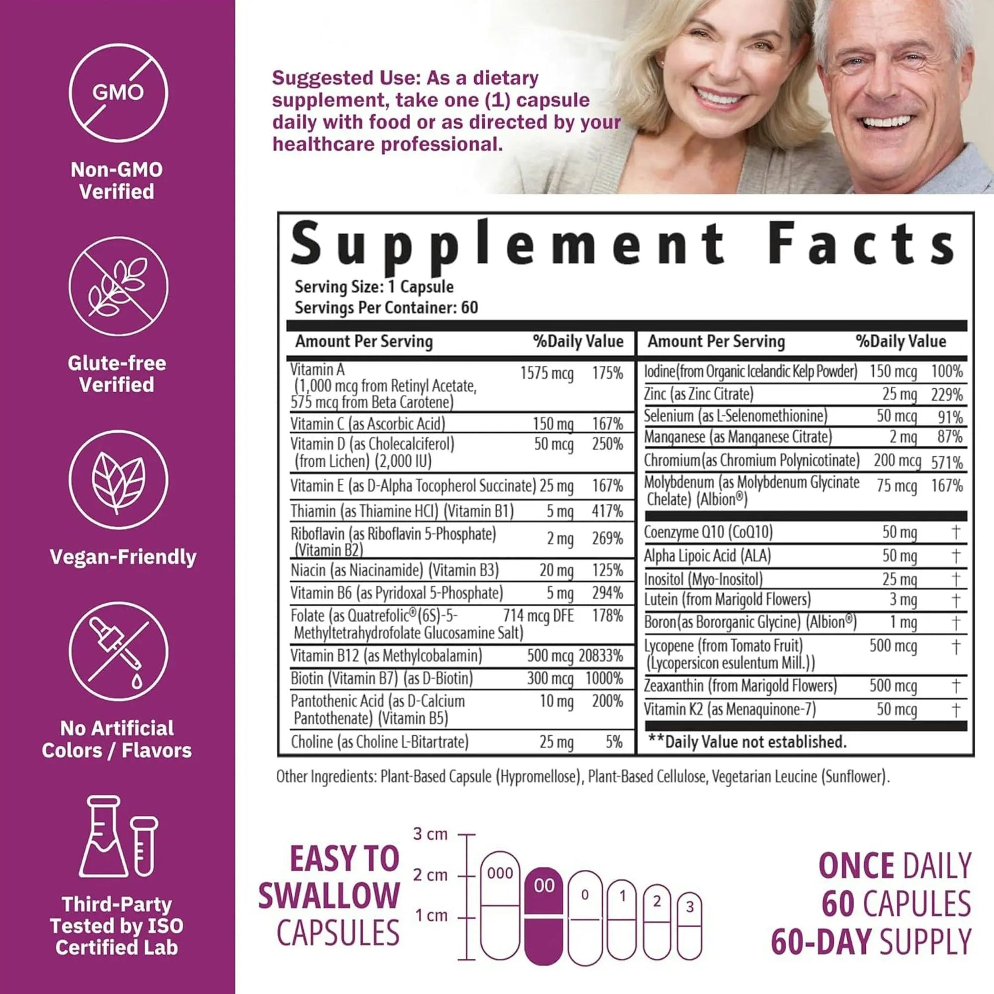 NatureGenX Just One Daily Methylated Multivitamin - 60 Caps Pure Methyl B12, Methylfolate MTHFR Support Supplement Iron Free Methylated Vitamins NatureGenXBuy Supplements Australia
