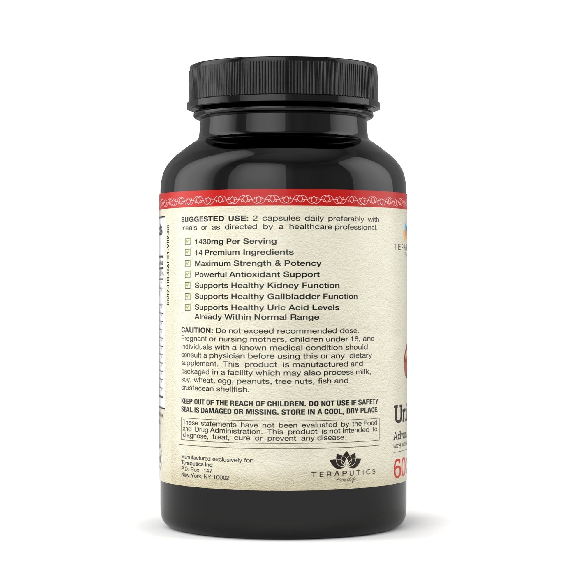 Uric Acid Support Formula | Advanced Uric Acid Cleanse & Kidney Support Supplement - Includes Tart Cherry Concentrate, Celery Seed Extract + 12 More High Potency Ingredients, 60 Veggie Capsules TeraputicsBuy Supplements Australia