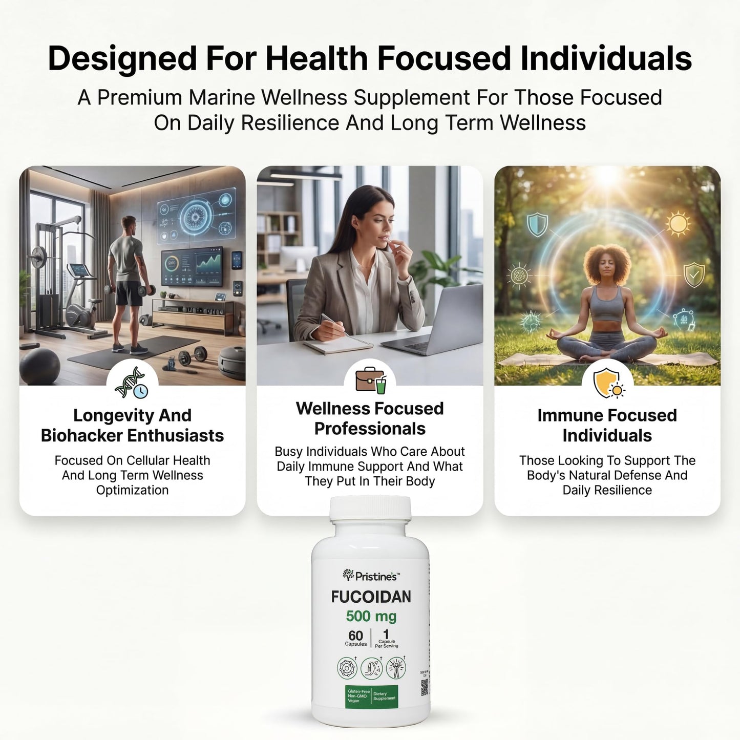 PRISTINE'S Fucoidan 500MG Immunity Supplement Capsules - 60 Day Supply - Brown Seaweed Extract - Potent Herbal Antioxidant Lung Health & Skin Health Support PRISTINE'SBuy Supplements Australia