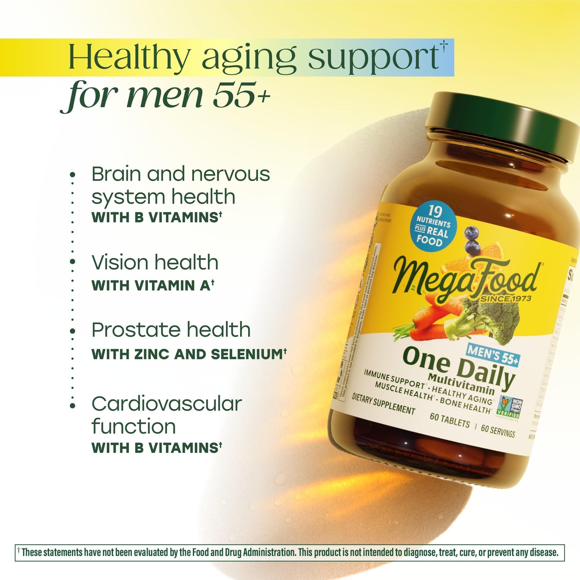 MegaFood Multivitamin for Men 55+ One Daily Mens Multivitamins, Methylated B12, Vitamin D3, C & Zinc MegaFoodBuy Supplements Australia