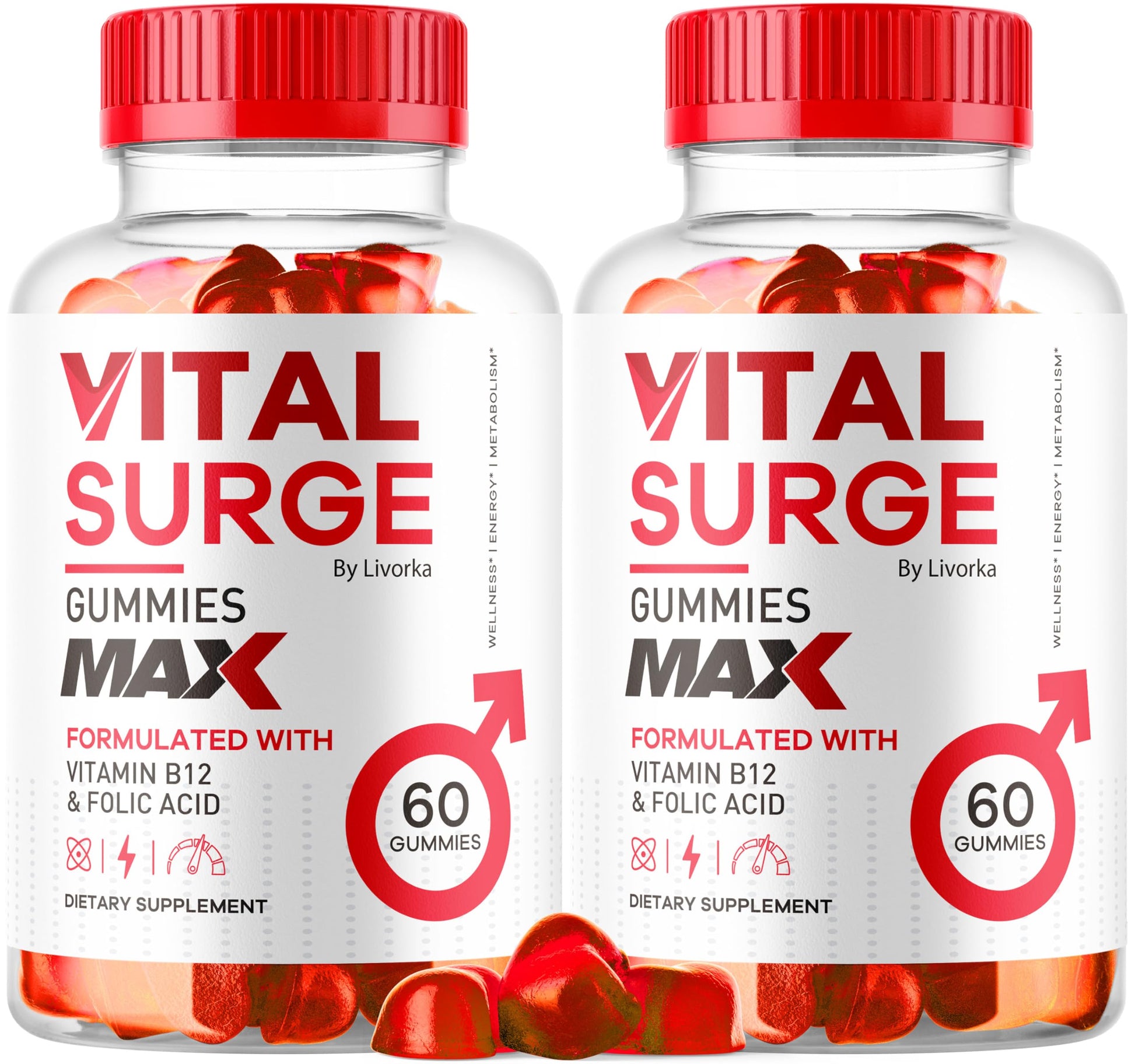 (2 Pack) Vital Surge - Vital Surge for Men, Max Maximum Strength 1050 MG, VitalSurge Supplement Support Gummy Advanced Formula, Premium Vitamin Gomitas (120 Gummies) LIVORKABuy Supplements Australia