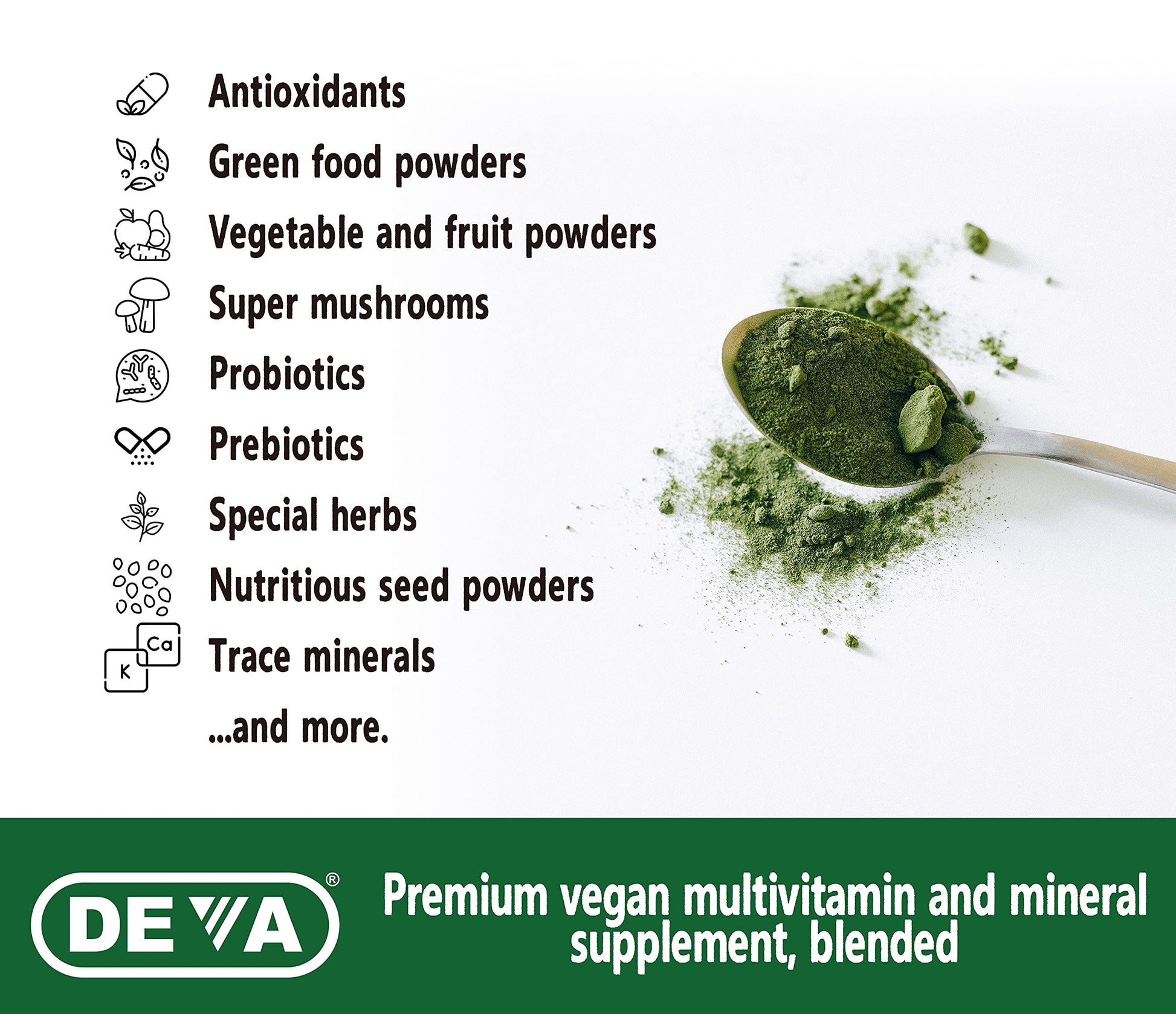 DEVA Tuba Prime Vegan Multivitamin - High-Potency Vitamin and Mineral Dietary Supplement - Antioxidants, Fruit and Vegetable Blend, Super Mushrooms, Probiotics, Prebiotics, Seeds, Herbs - 90 Tablets DEVABuy Supplements Australia