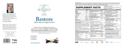 Restore Vanilla Veggie Protein | Premium Plant-Based Protein - 100% Natural and Omega 3 Fusion, Including Pea Protein Isolate - Low Carb, Keto, Dairy Free - 30 Day Supply Dr. Tennant's Dr. Tennant'sBuy Supplements Australia