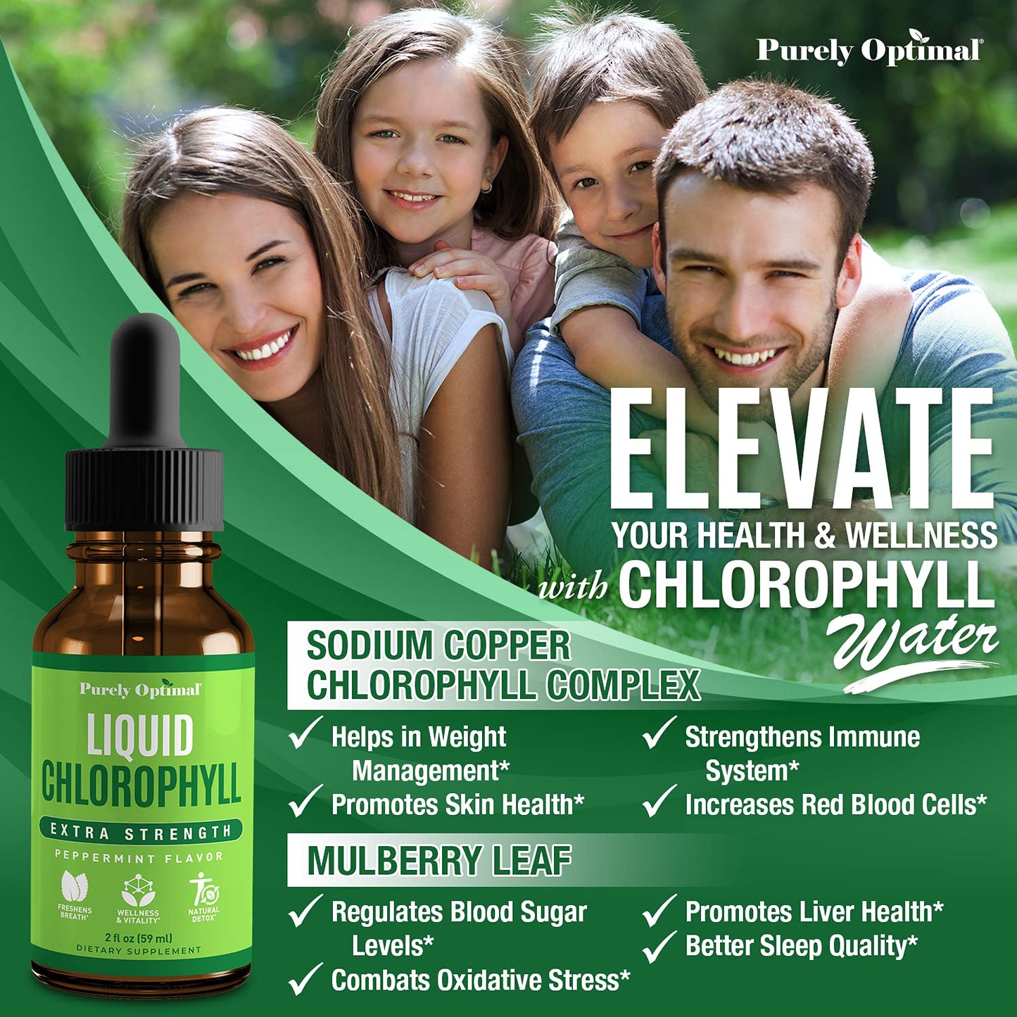 Premium Chlorophyll Liquid Drops - 100% Natural & Gluten Free Liquid Chlorophyll Purely OptimalBuy Supplements Australia