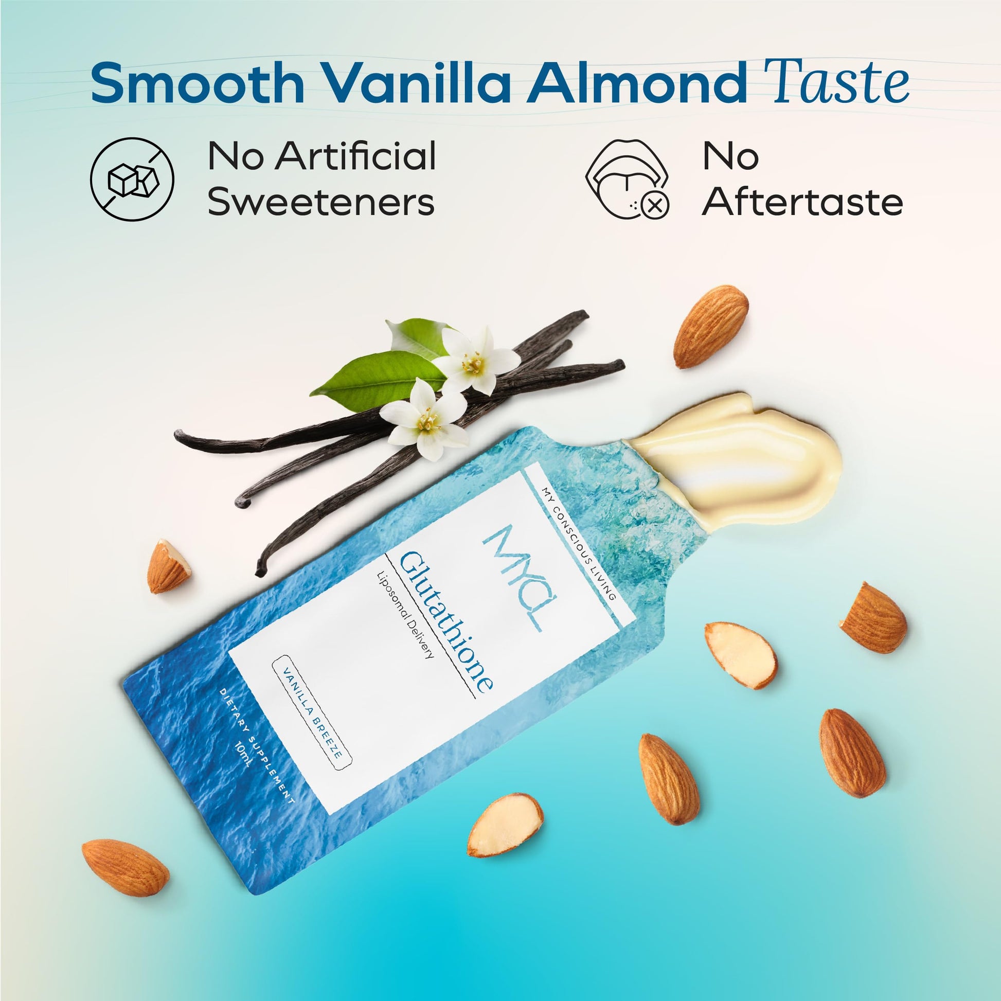 MYCL Liposomal Glutathione Supplement Squeeze Packs – Vitamin E and MCT Oil – Skin, Hair and Nail Health– High Absorption - Vanilla Almond – 30 Single-Serve Packets MYCLBuy Supplements Australia