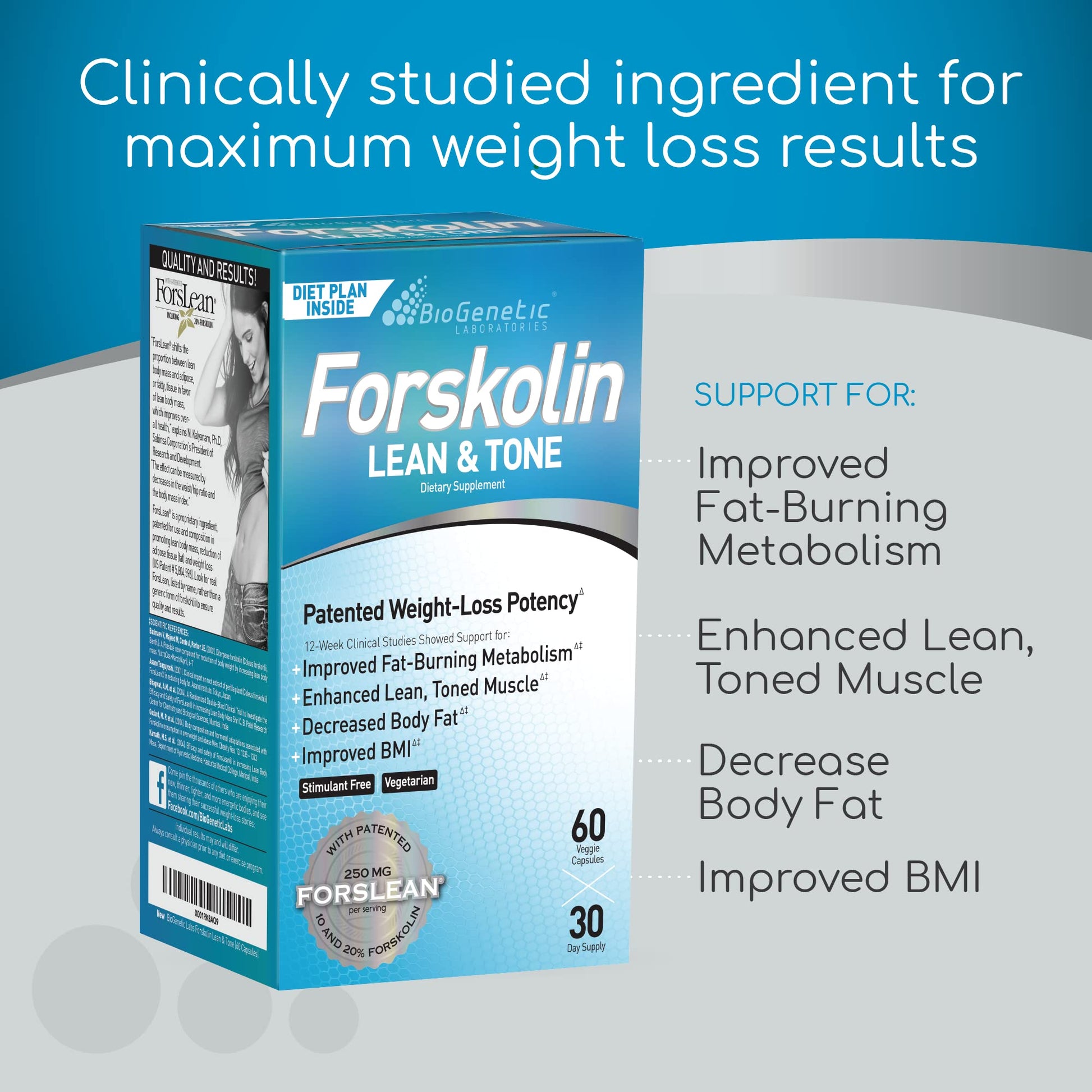 BioGenetic Labs Forskolin Lean & Tone - Weight Loss Pills - Body Toning Formula Fat Burner BioGenetic LaboratoriesBuy Supplements Australia