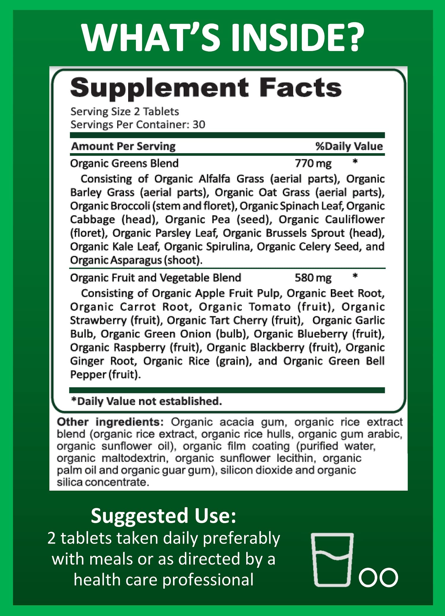 Potent Garden Organic Superfood Greens, Fruit and Veggies Supplement Rich in Vitamins & Antioxidants with Alfalfa, Beet Root & Tart Cherry to Boost Energy, Immunity & Gut Health, Greens Tablets 60 Ct Potent GardenBuy Supplements Australia