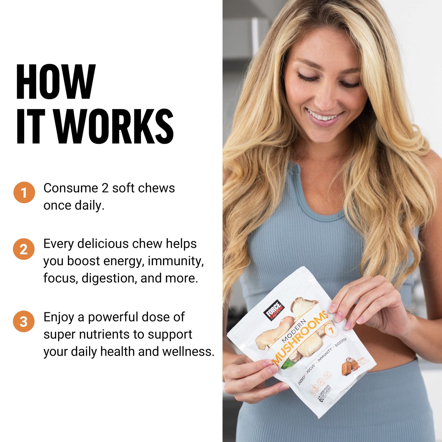 FORCE FACTOR Modern Mushrooms Soft Chews, Mushroom Supplement with Lions Mane Force FactorBuy Supplements Australia