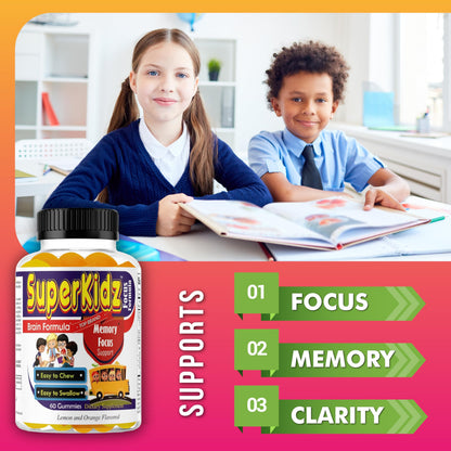 Superkids Focus Gummies for Kids, Omega 3 Gummy Kids Focus and Attention Supplements, Teen Brain Focus Vitamins, Non-GMO Gummy Vitamins, Tasty Lemon & Orange, 60 Count Celebrity LifeStyle ProductBuy Supplements Australia