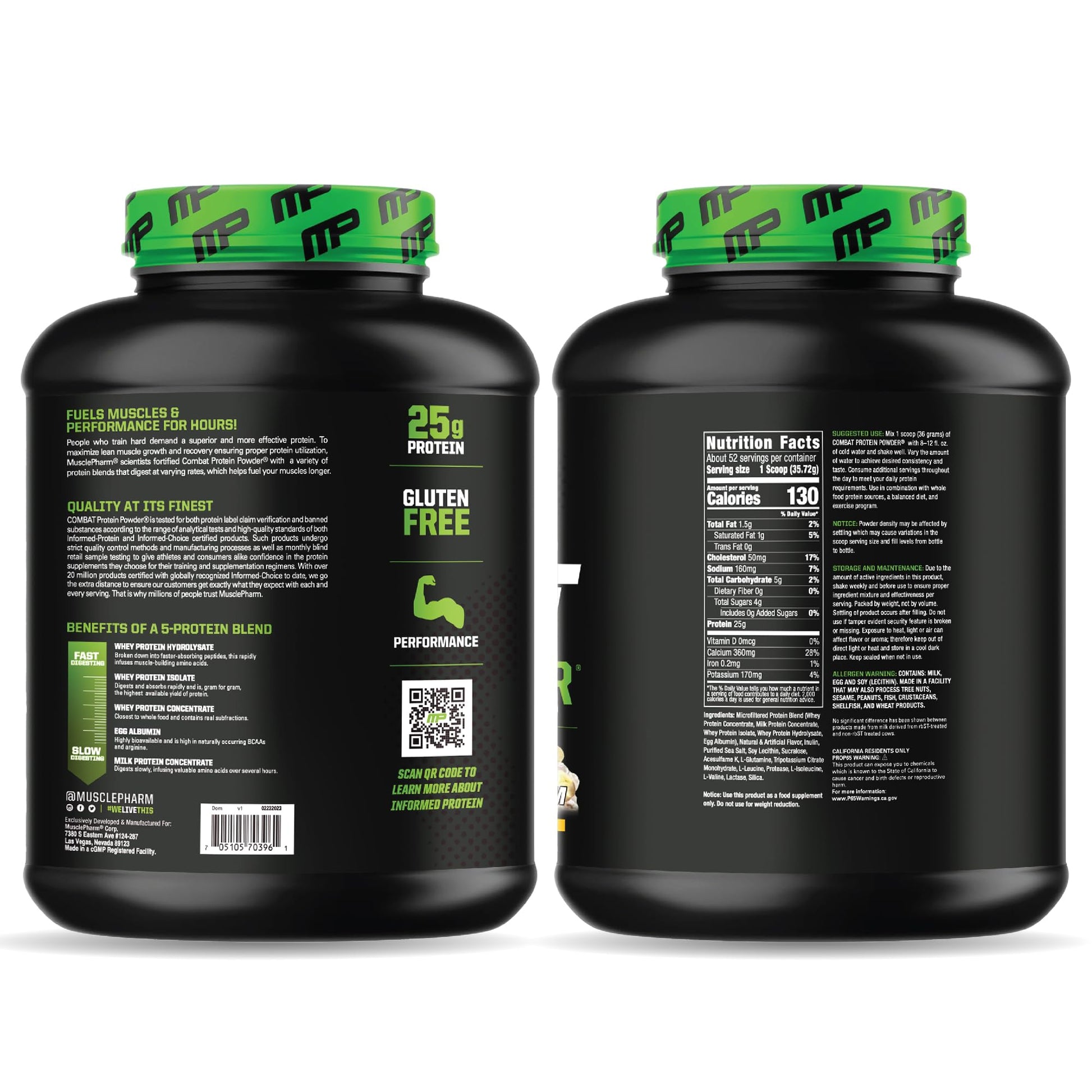 MusclePharm Combat Protein Powder, Banana Cream - 4 lb - Gluten Free - 52 Servings Muscle PharmBuy Supplements Australia