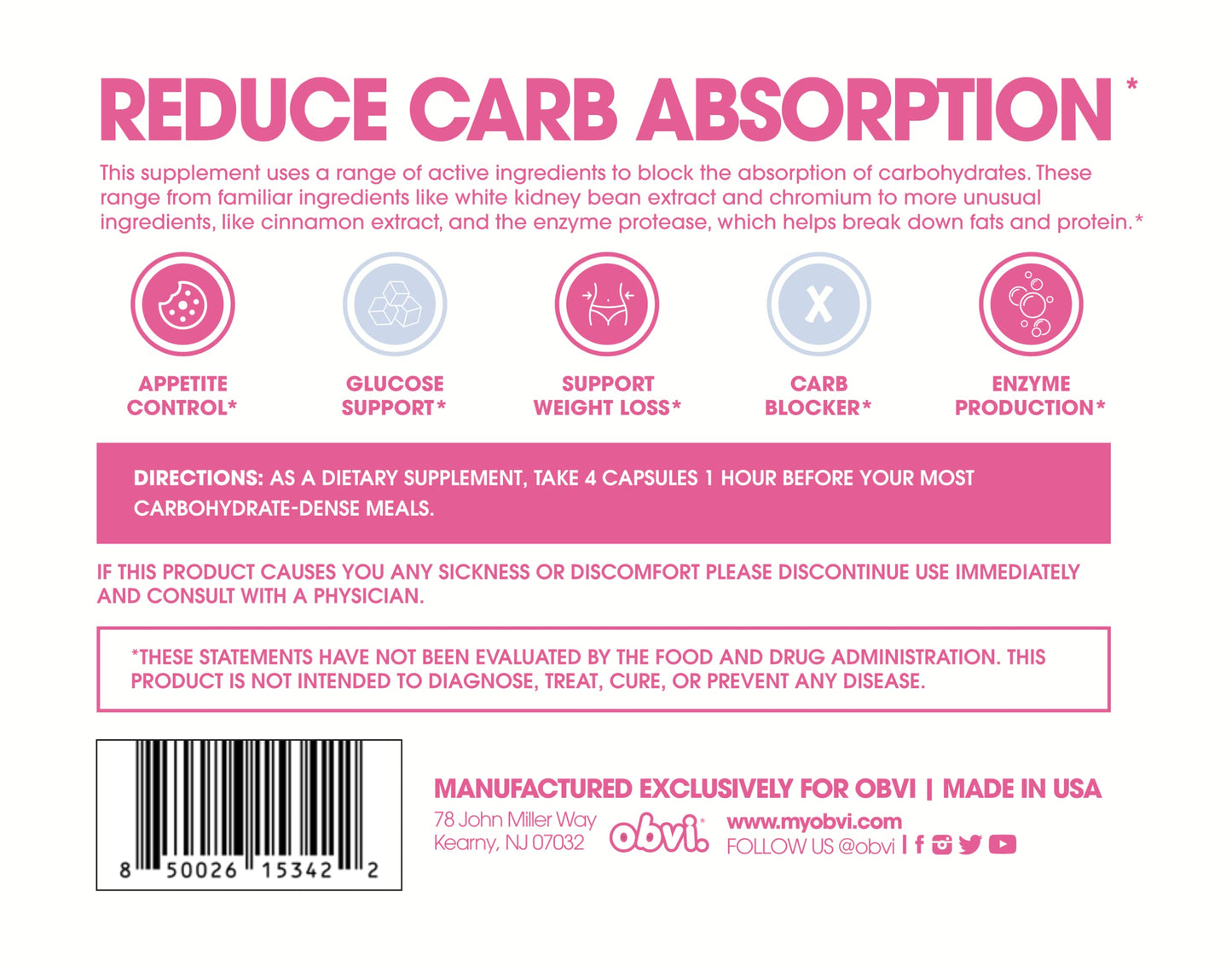 Obvi Guilt Free Carb Blocker, Block Carb Absorption, Support Weight Loss, Healthier Nails ObviBuy Supplements Australia