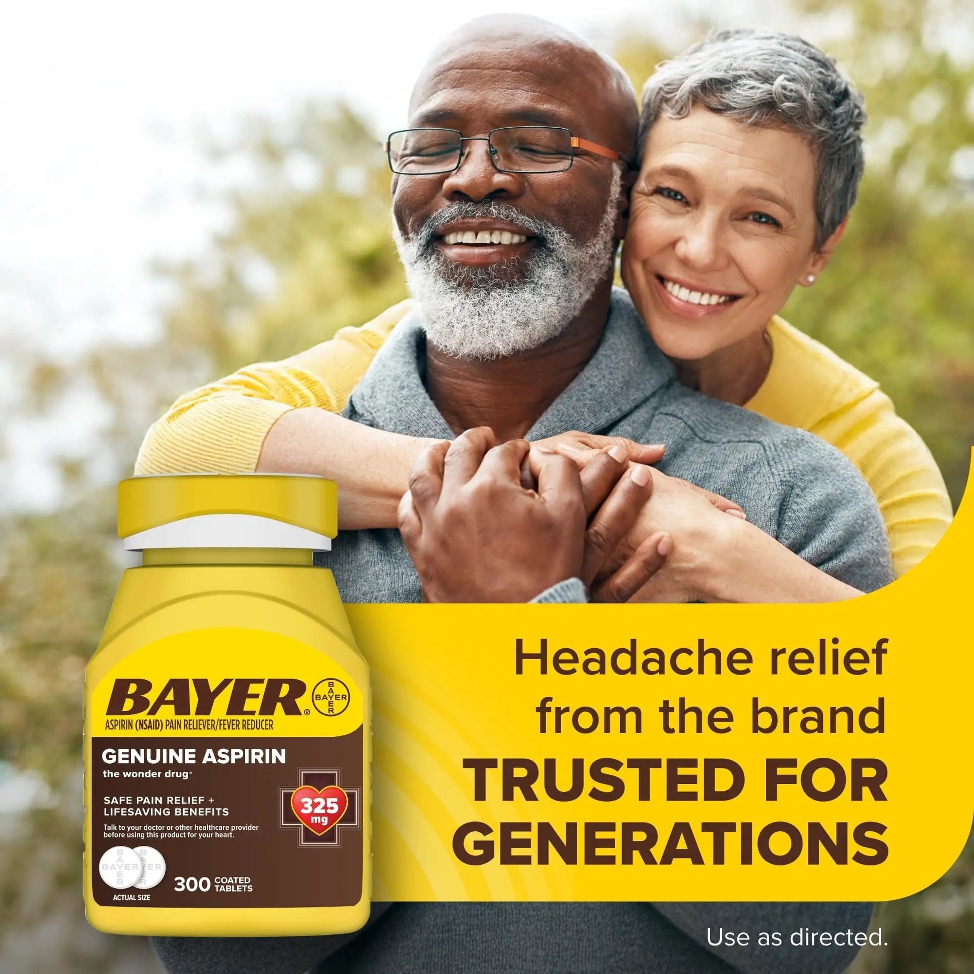 Bayer Genuine Aspirin 325 mg, Coated Tablets for Headache Relief, Multi-Symptom Pain Reliever and Fever Reducer, Pain Relief Tablets for Tooth and Muscle Pain, Backache, 300 Ct BayerBuy Supplements Australia
