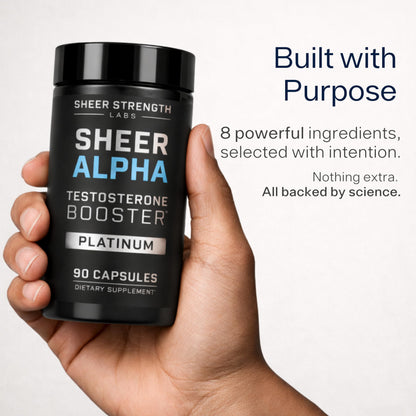 Testosterone Booster for Men - Sheer Alpha T-Booster - Clinically Backed Dose, Strongest Formula - Made in USA - Premium Blend of Fadogia Agrestis Tongkat Ali and Shilajit. 30 Servings Sheer Strength LabsBuy Supplements Australia