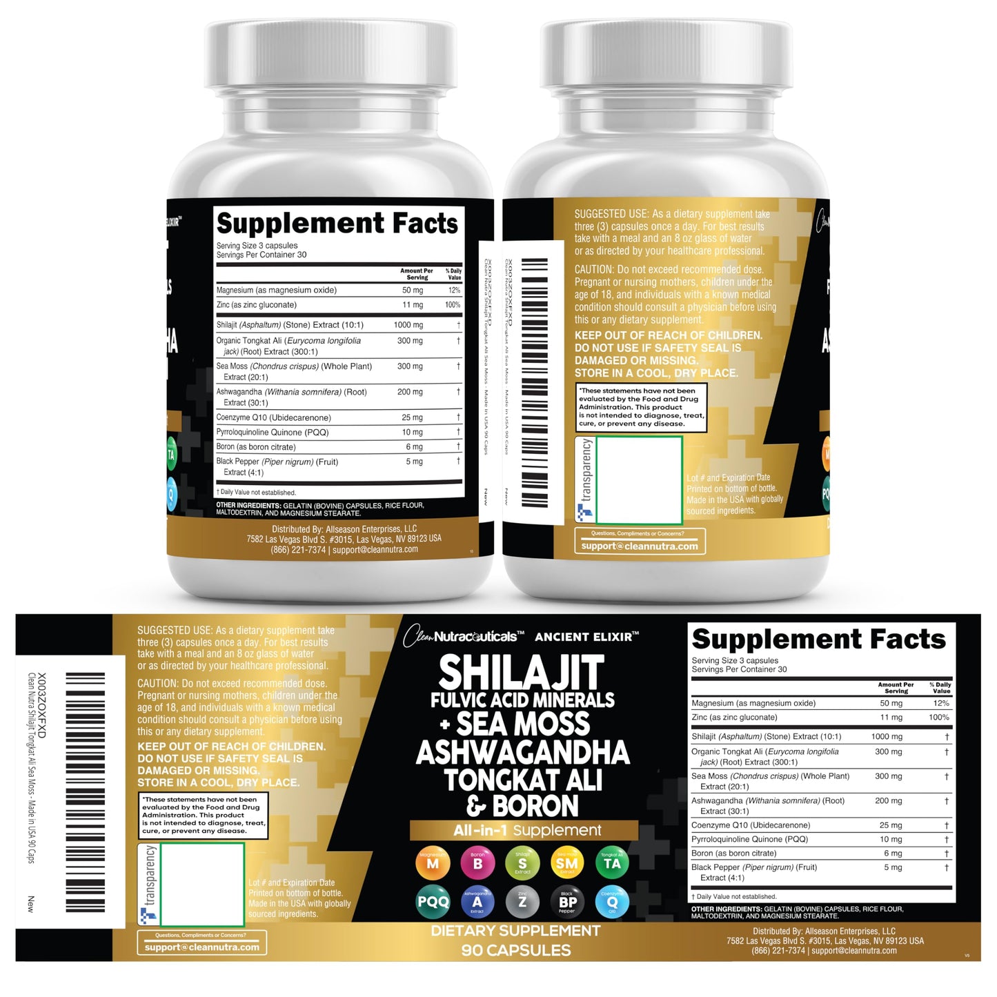 Clean Nutraceuticals Shilajit Supplement for Men with Sea Moss, Tongkat Ali, Ashwagandha, Boron, Zinc, CoQ10, PQQ - Fulvic Acid Capsules - Energy Support - 90 Count - Resin, Gummy & Powder Alternative Clean NutraceuticalsBuy Supplements Australia
